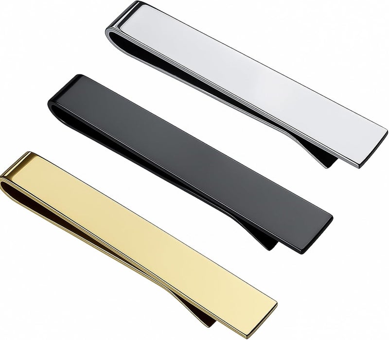 Roctee 3 Pack Men's Tie Clip For Skinny Ties, Small Tie Clips For Men, Tie Necktie Clasp Pinch Clip On Tie, Suitable for Business Metting Wedding Anniversary Best Gift - Image 1